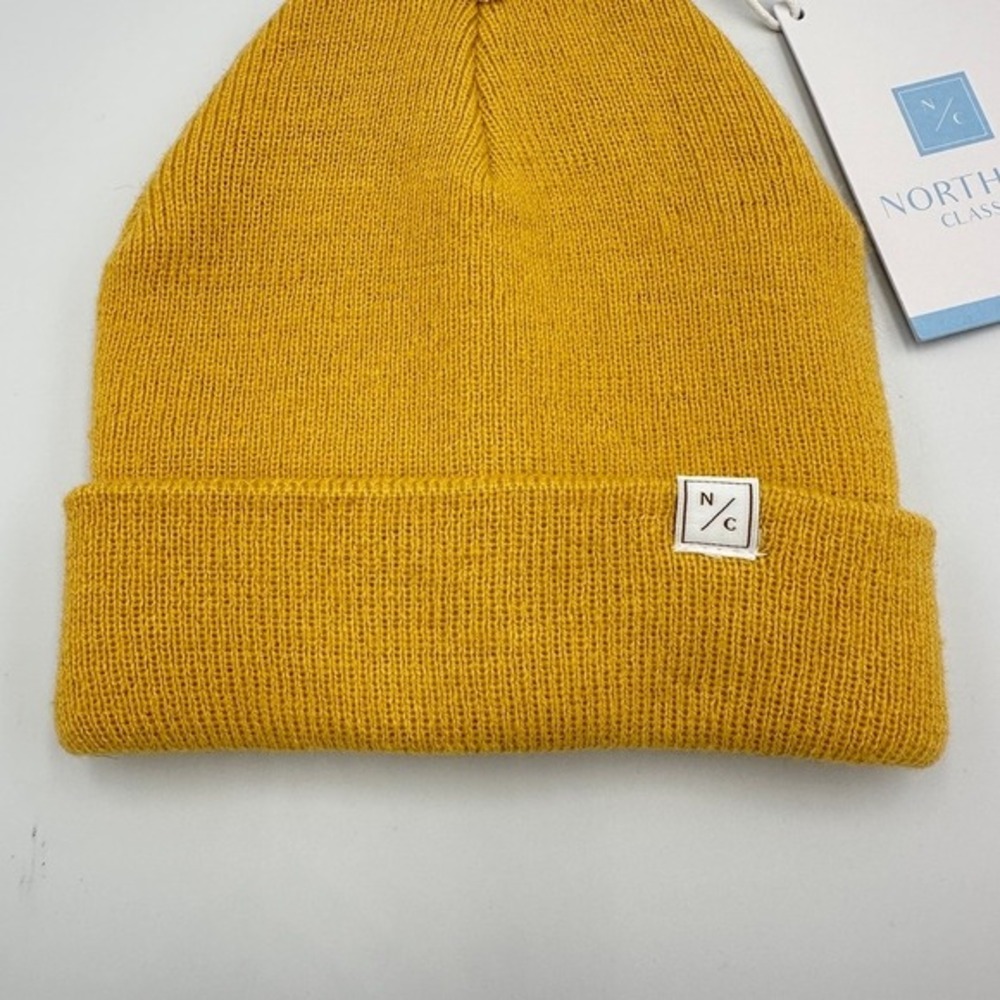 Northern Classics Kids Mustard Yellow Knit Beanie Hat 9M-3Y Retro Streetwear NWT - Picture 2 of 4